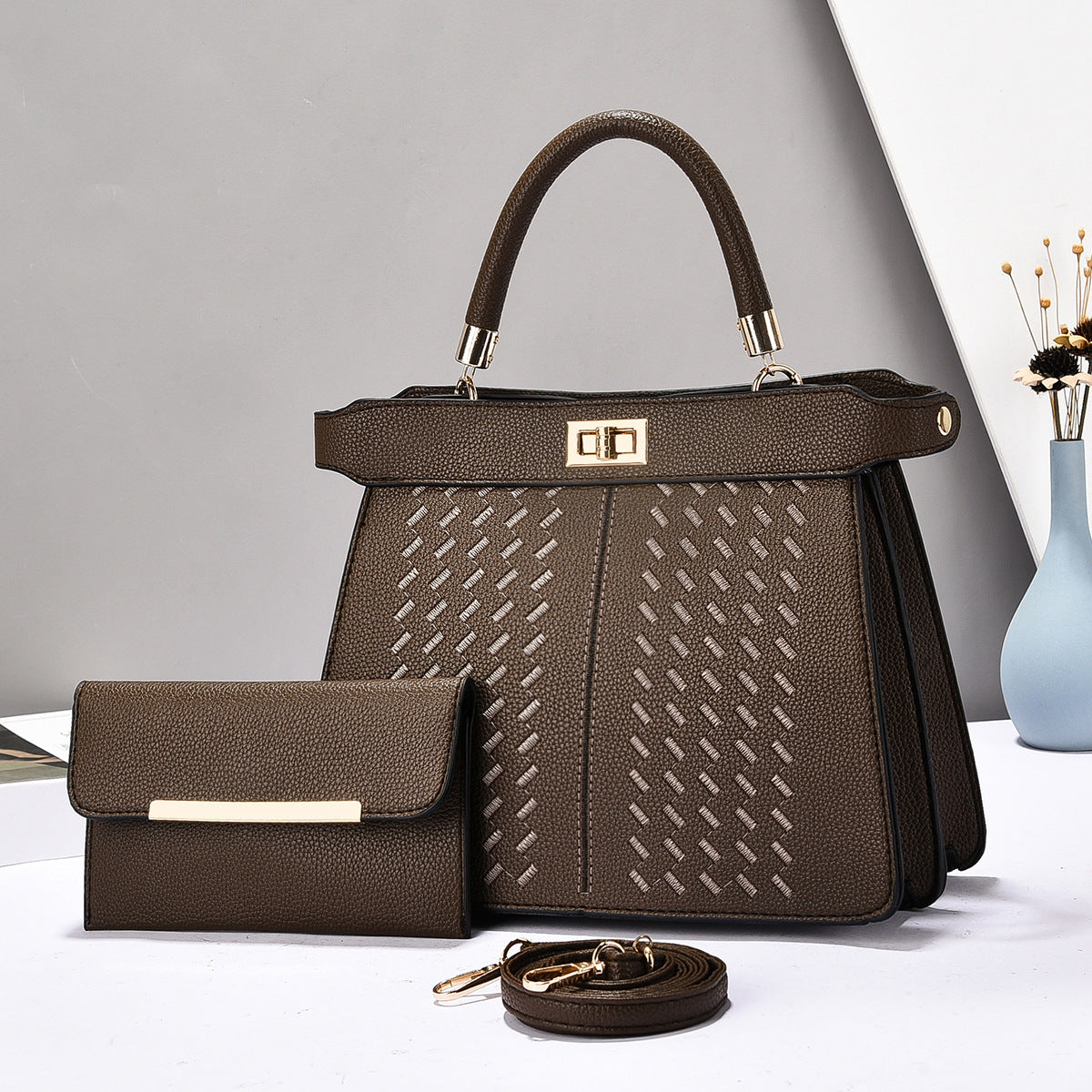 Set 2 en 1 Sac Seau + Sac à Main PU – Minimaliste Urbain, 9 Coloris 👜✨ Yiwu Ruijia Auto Supplies Co., Ltd.