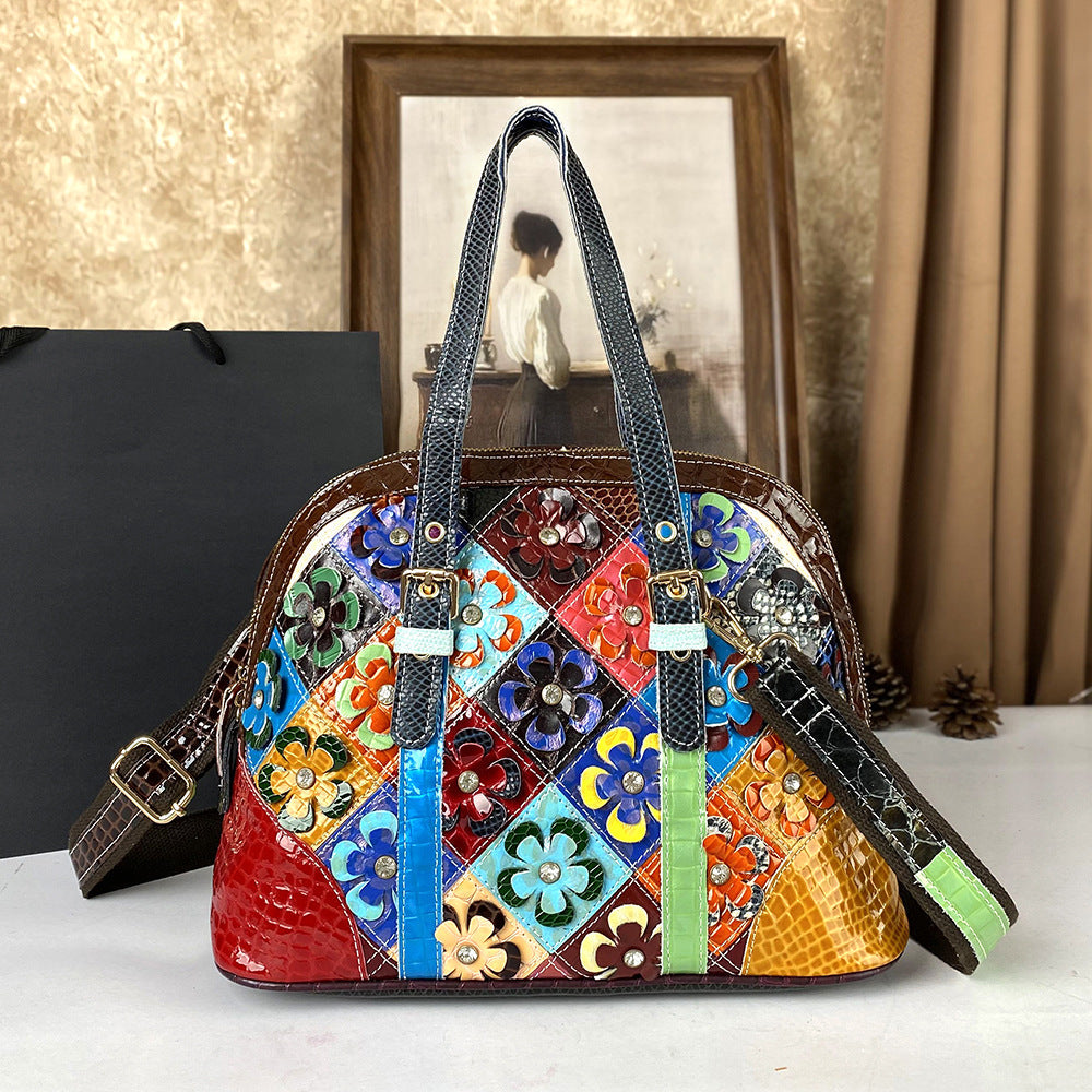 Sac Coquille Cuir Pleine Fleur – Floral, Multi-Poches &amp; Style Fashion 👜🌸✨ Yiwu Ruijia Auto Supplies Co., Ltd.