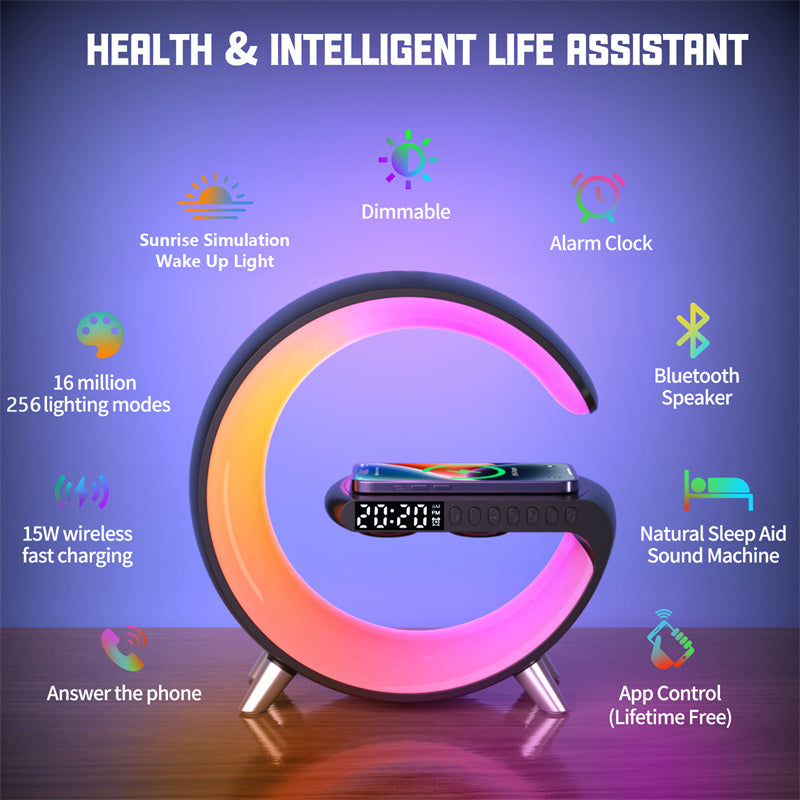 Lampe LED intelligente G avec haut-parleur Bluetooth et chargeur sans fil – Contrôle via application Yiwu Ruijia Auto Supplies Co., Ltd.