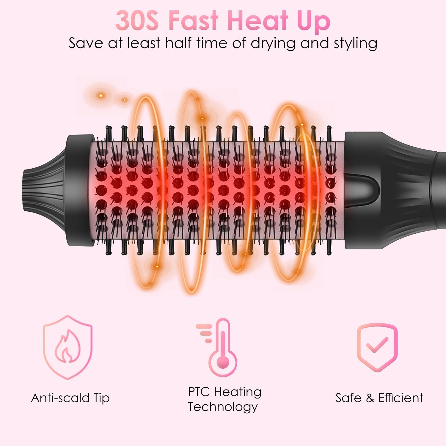 Brosse Thermique 3 en 1 – 10 Températures, Chauffage 30s &amp; Câble 360° Noir &amp; Or Rose 💇♀️✨ Yiwu Ruijia Auto Supplies Co., Ltd.