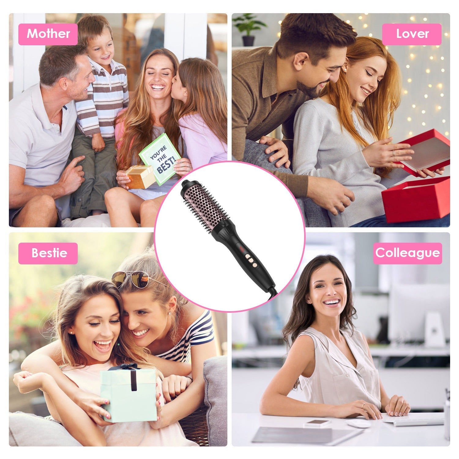 Brosse Thermique 3 en 1 – 10 Températures, Chauffage 30s &amp; Câble 360° Noir &amp; Or Rose 💇♀️✨ Yiwu Ruijia Auto Supplies Co., Ltd.