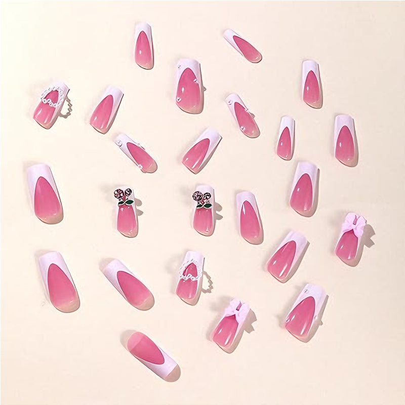 🎀🍒 Faux Ongles Motif Nœud & Cerise – Long Carré Élégant à Colle Yiwu Ruijia Auto Supplies Co., Ltd.