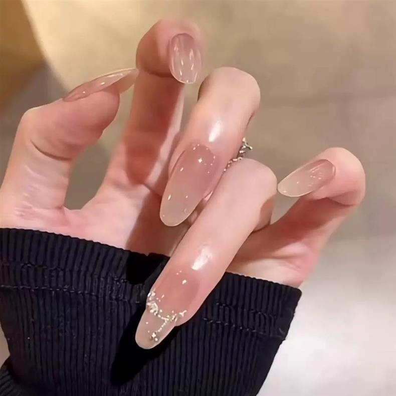 Set Faux Ongles Ciel Étoilé Diamant – Ovale Mi-Long, Pure Désir &amp; Luxe Léger 💅⭐💎✨ Yiwu Ruijia Auto Supplies Co., Ltd.