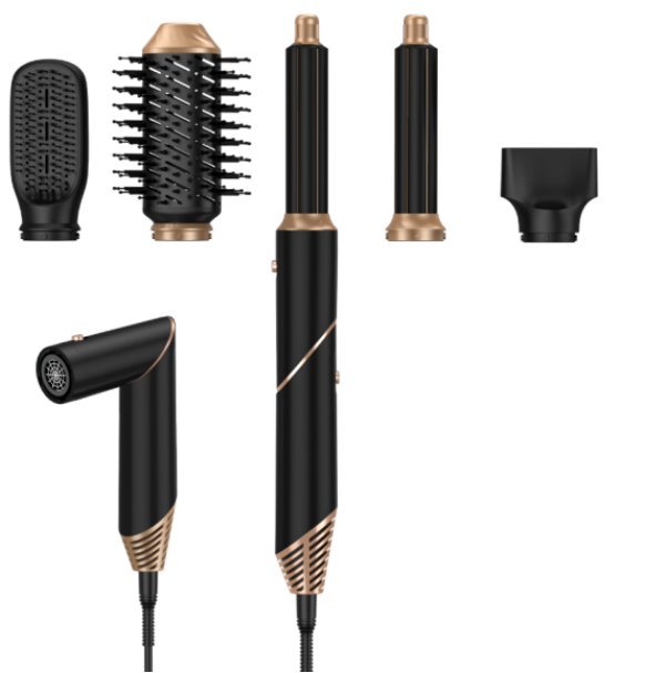 Brosse Soufflante 5 en 1 ou 6 en 1 – Séchage, Lissage &amp; Bouclage, Noir &amp; Or 💇♀️✨ Yiwu Ruijia Auto Supplies Co., Ltd.