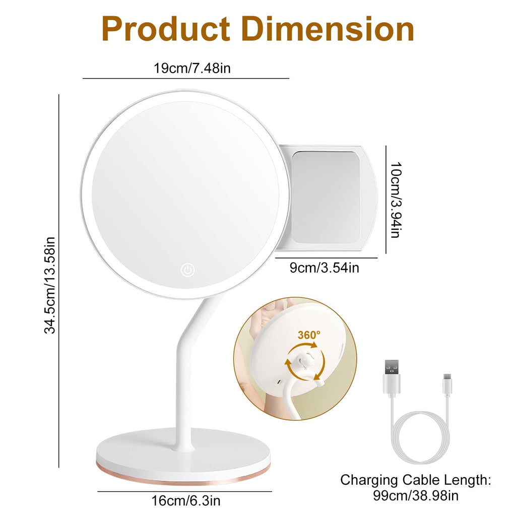 Miroir Maquillage LED 2 en 1 – Grossissement 5X, 64 LED &amp; 3 Couleurs d'Éclairage 💡✨ Yiwu Ruijia Auto Supplies Co., Ltd.
