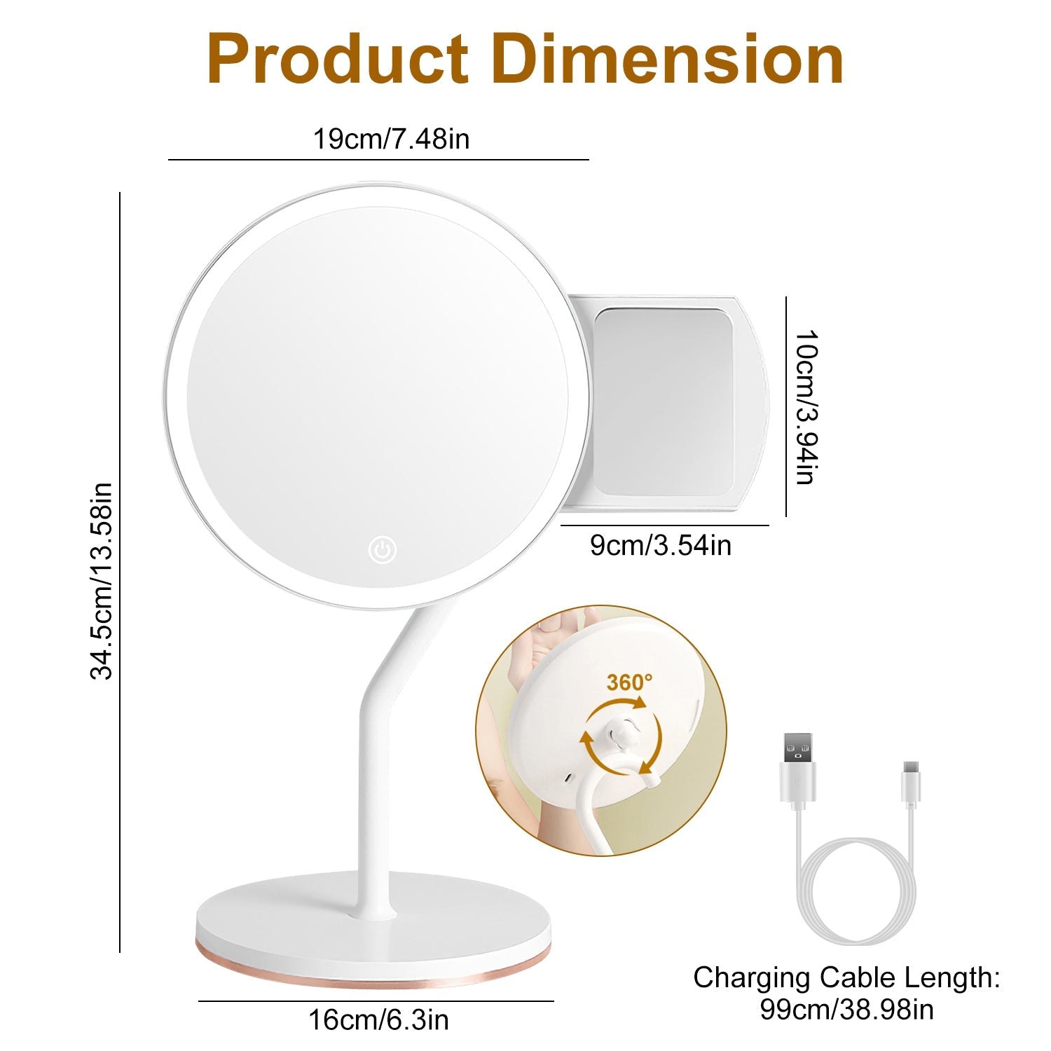 Miroir Maquillage LED 2 en 1 – Grossissement 5X, 64 LED &amp; 3 Couleurs d'Éclairage 💡✨ Yiwu Ruijia Auto Supplies Co., Ltd.