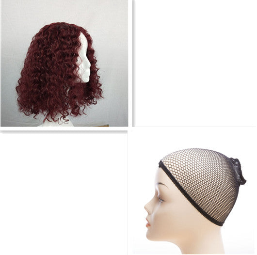 Perruque Courte Bouclée – 16 Pouces, Fibres Haute Température, Filet Rose 💇♀️✨ Yiwu Ruijia Auto Supplies Co., Ltd.