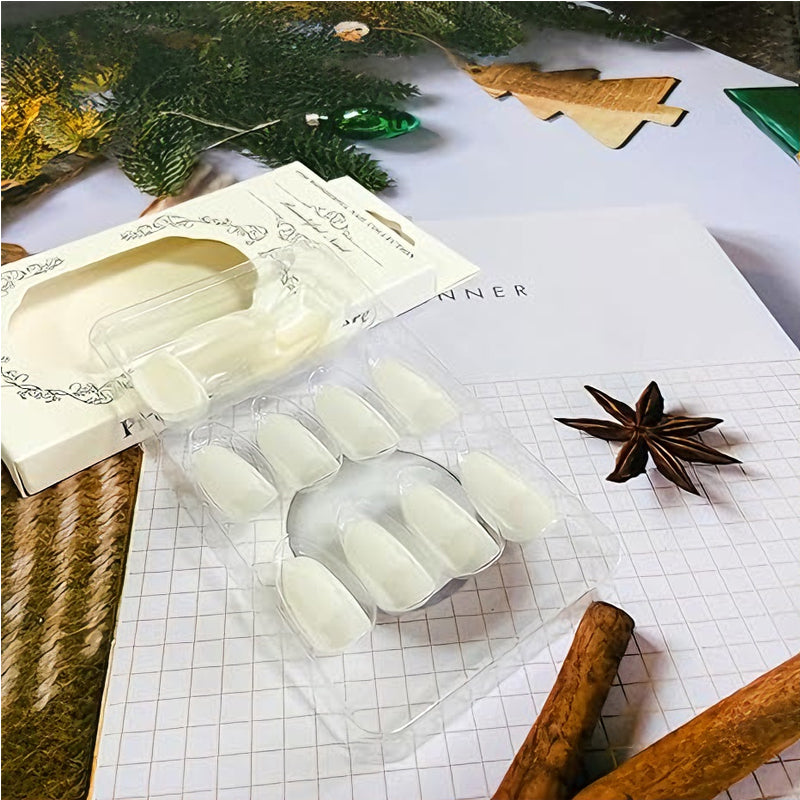 💅 24PCS Faux Ongles Aurora Blancs – Style Long Pipe Élégant &amp; Brillant Yiwu Ruijia Auto Supplies Co., Ltd.