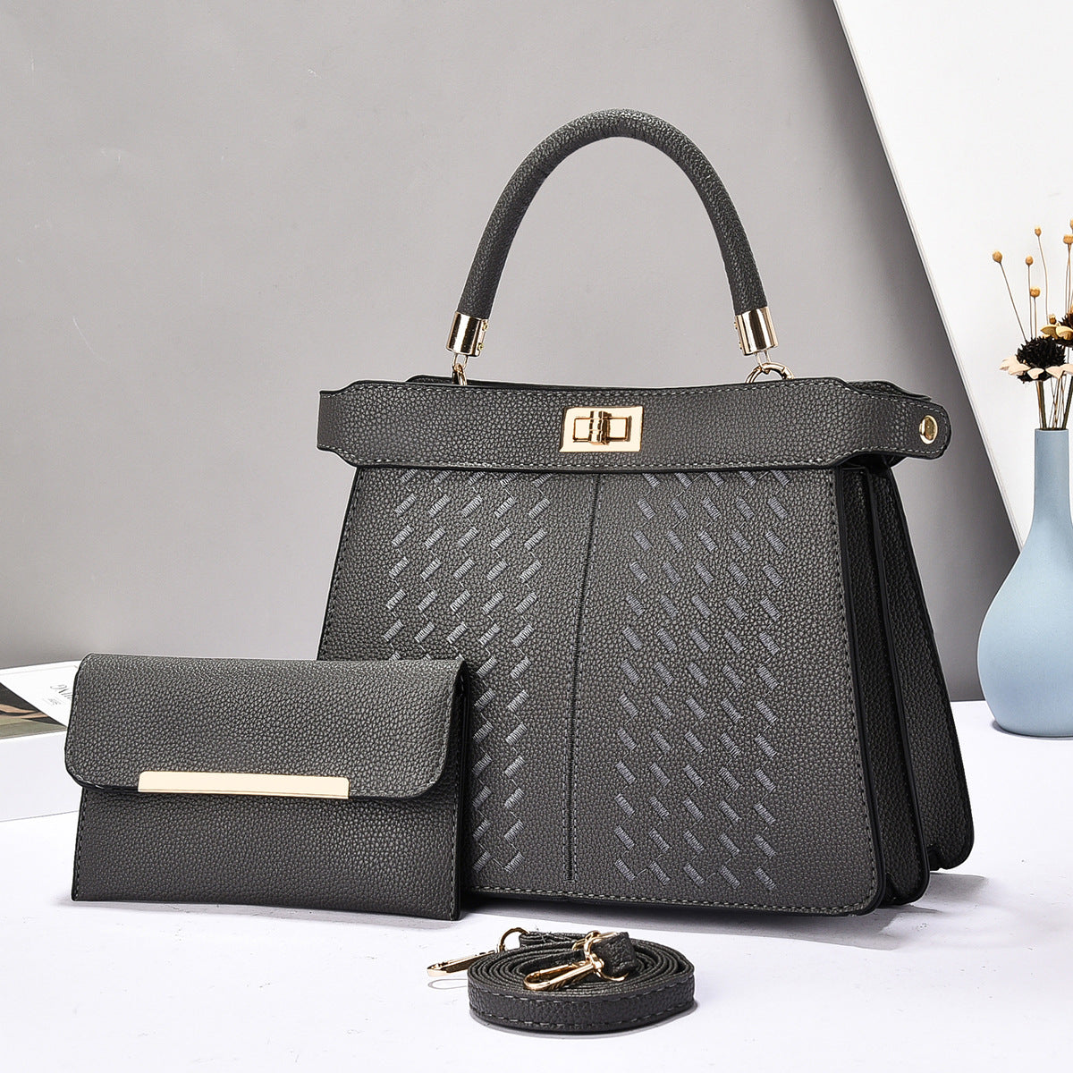 Set 2 en 1 Sac Seau + Sac à Main PU – Minimaliste Urbain, 9 Coloris 👜✨ Yiwu Ruijia Auto Supplies Co., Ltd.