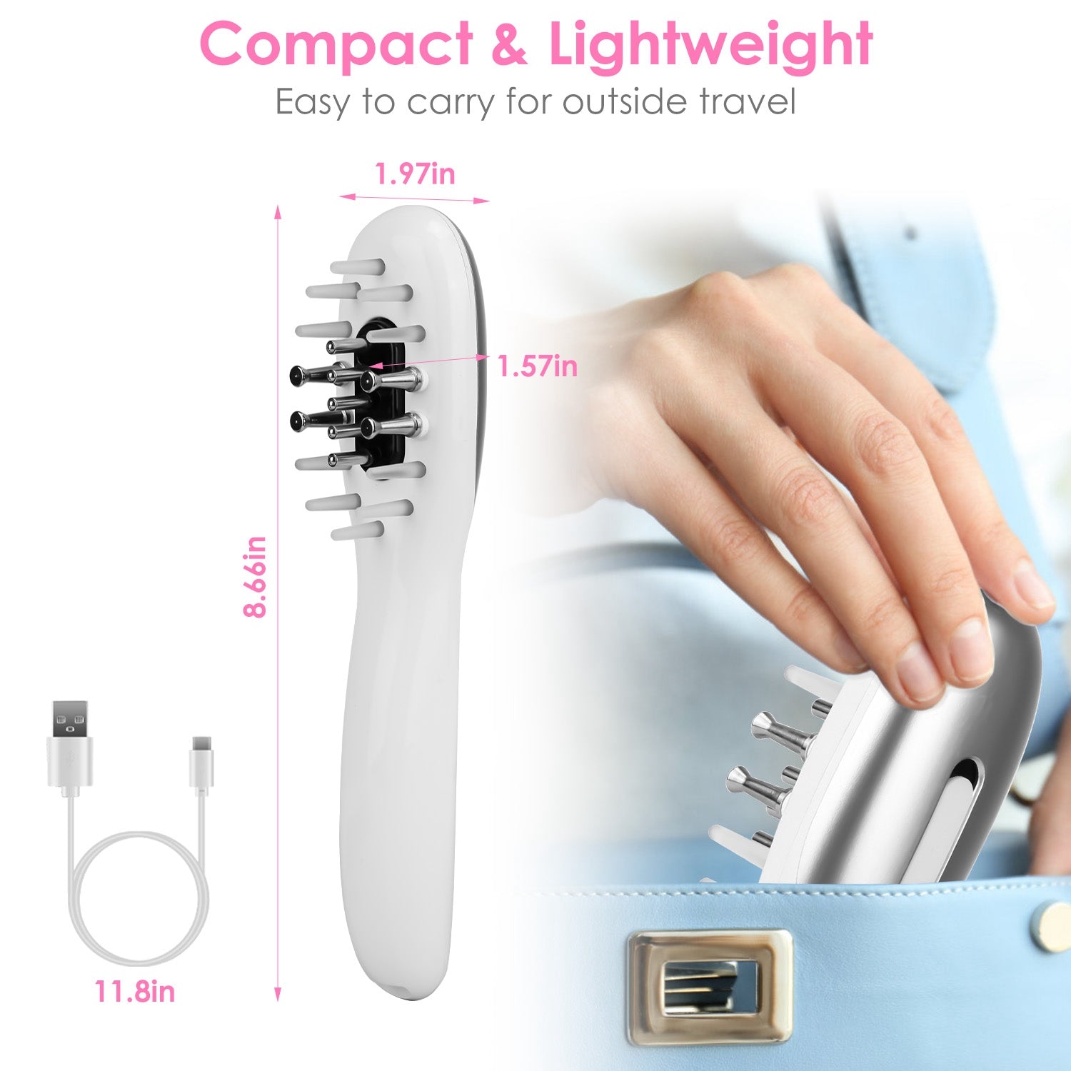 Peigne Massant Cuir Chevelu 4 en 1 – Micro-Courant, Luminothérapie Rouge &amp; Bleu, Rechargeable 💆♀️✨ Yiwu Ruijia Auto Supplies Co., Ltd.