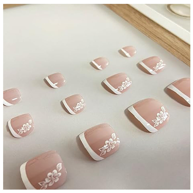 💅 24PCS Faux Ongles de Pieds Blancs Fleuris – Style French &amp; Élégant Yiwu Ruijia Auto Supplies Co., Ltd.