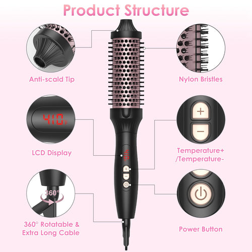 Brosse Thermique 3 en 1 – 10 Températures, Chauffage 30s &amp; Câble 360° Noir &amp; Or Rose 💇♀️✨ Yiwu Ruijia Auto Supplies Co., Ltd.