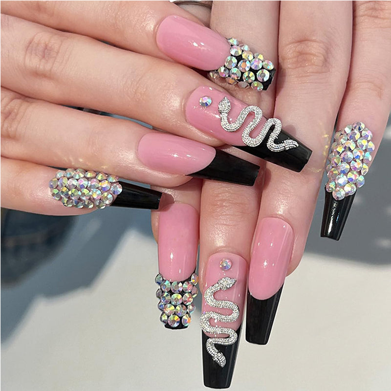 💅 24PCS Faux Ongles Effet Serpent Diamant – Style Long Carré Glamour Yiwu Ruijia Auto Supplies Co., Ltd.