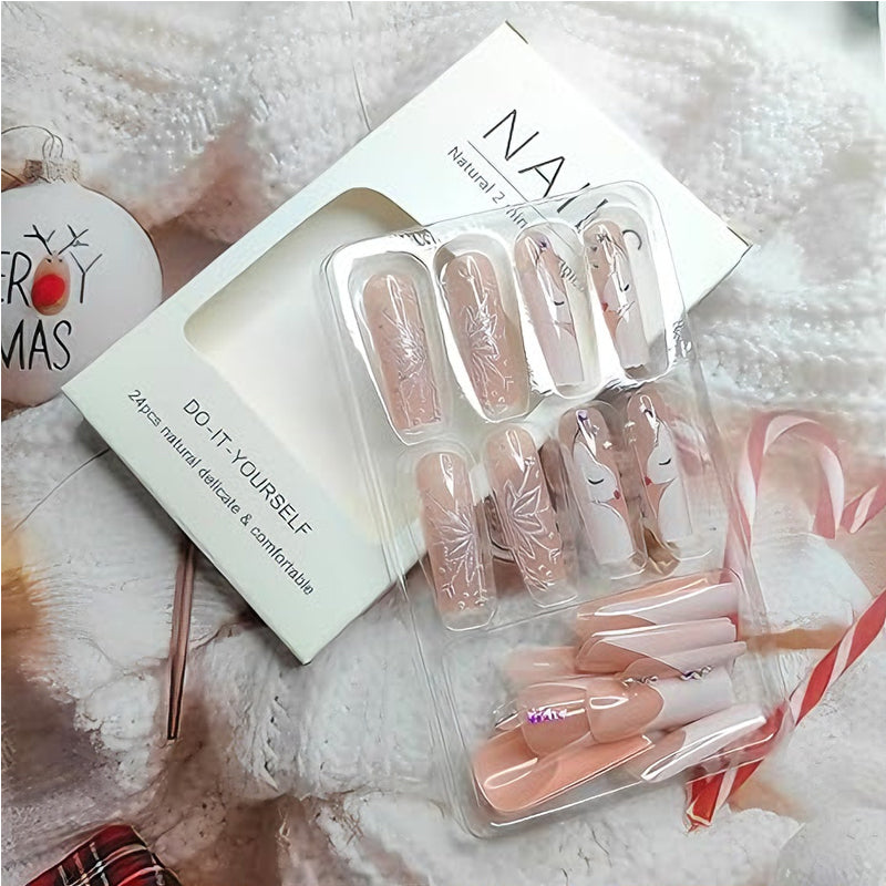 💅 24PCS Faux Ongles Diamant Cerf &amp; Flocons – Style Long Glamour Hiver Yiwu Ruijia Auto Supplies Co., Ltd.