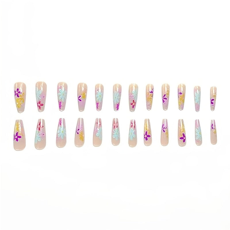 🌸 Faux Ongles “Long Floral Flat Elegance” – Style Water Pipe Chic Yiwu Ruijia Auto Supplies Co., Ltd.