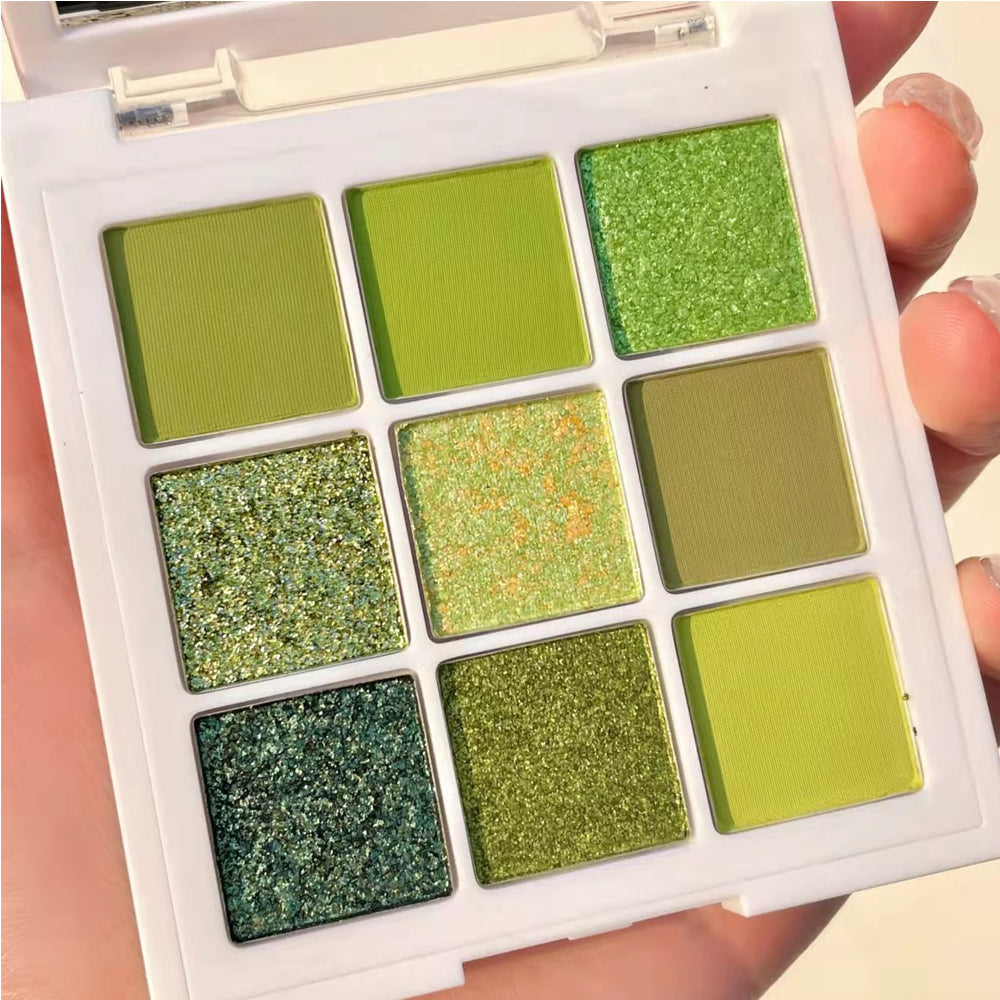 Palette 9 Fards à Paupières Verts – Mates, Nacrées & Pailletées, Longue Tenue 💚✨ Yiwu Ruijia Auto Supplies Co., Ltd.