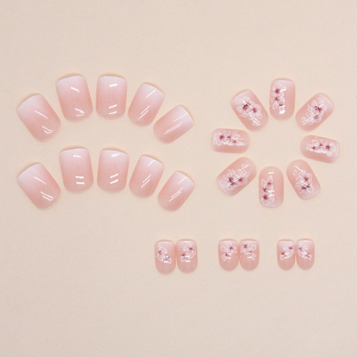 24 Faux Ongles Carrés Courts – Fleurs Blanches Dégradé Féerique, Colle Jelly 💅🌸✨ Yiwu Ruijia Auto Supplies Co., Ltd.