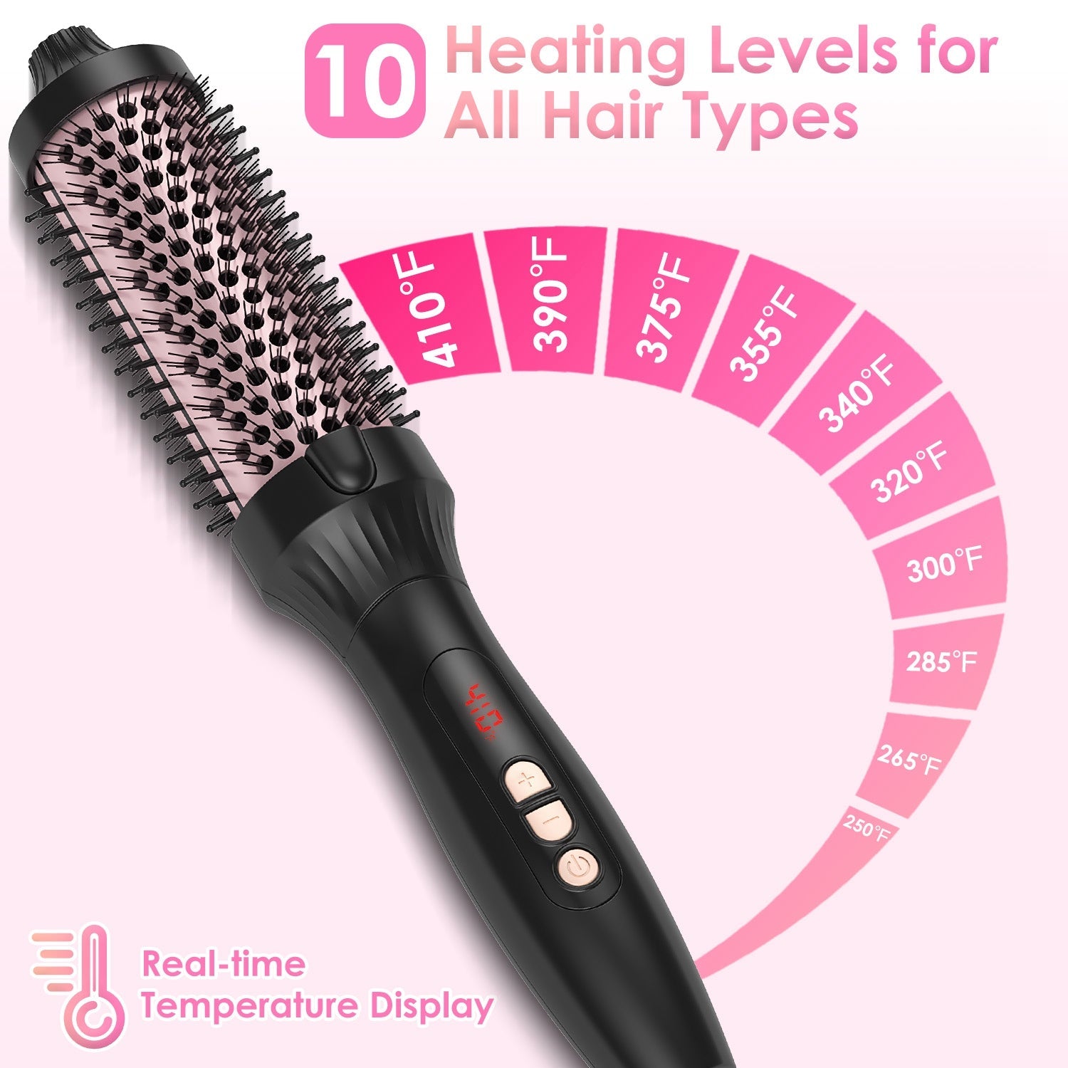 Brosse Thermique 3 en 1 – 10 Températures, Chauffage 30s &amp; Câble 360° Noir &amp; Or Rose 💇♀️✨ Yiwu Ruijia Auto Supplies Co., Ltd.