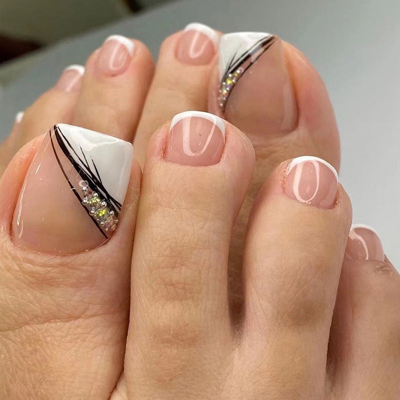 Faux Ongles Orteils French Blanc – GG081, Colle ou Gel Jelly 💅✨ Yiwu Ruijia Auto Supplies Co., Ltd.
