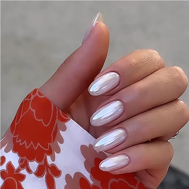 💅 24PCS Faux Ongles Aurora Blancs – Style Long Pipe Élégant &amp; Brillant Yiwu Ruijia Auto Supplies Co., Ltd.