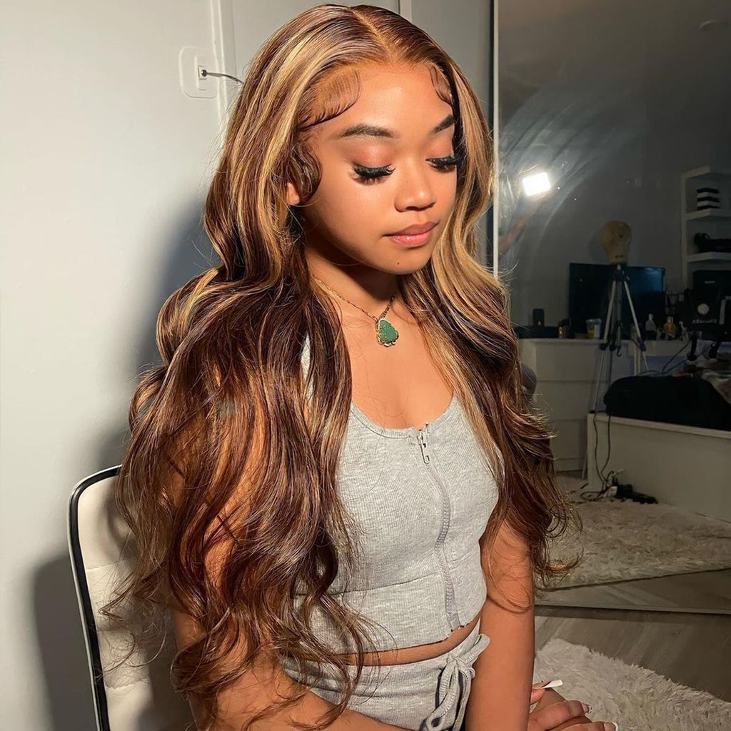 Perruque Lace Closure 4x4 Cheveux Humains Ondulés – Highlights P427, 150% Densité 💇♀️✨ Yiwu Ruijia Auto Supplies Co., Ltd.