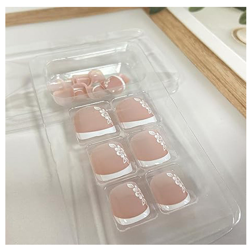 💅 24PCS Faux Ongles de Pieds Blancs Fleuris – Style French &amp; Élégant Yiwu Ruijia Auto Supplies Co., Ltd.